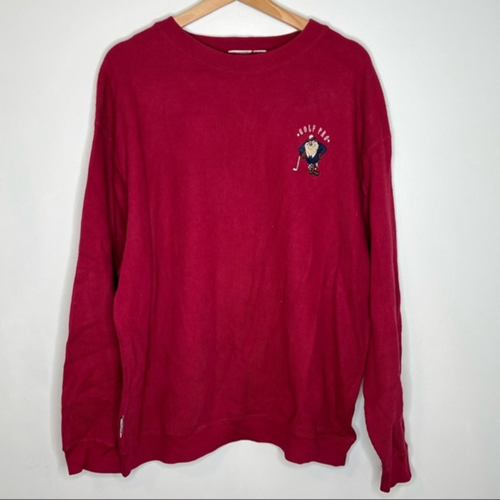Vintage Looney Tunes Taz Tasmanian Devil golf pro ribbed sweatshirt